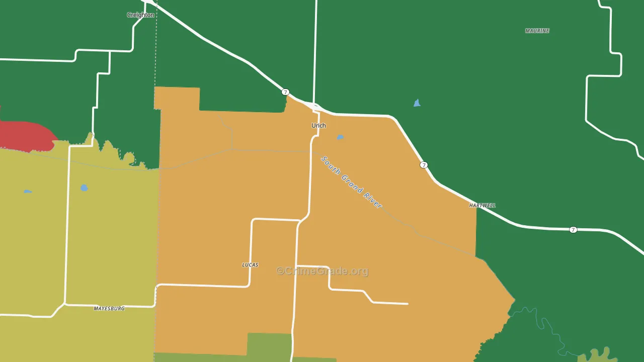 Urich, MO Map of Theft Rates