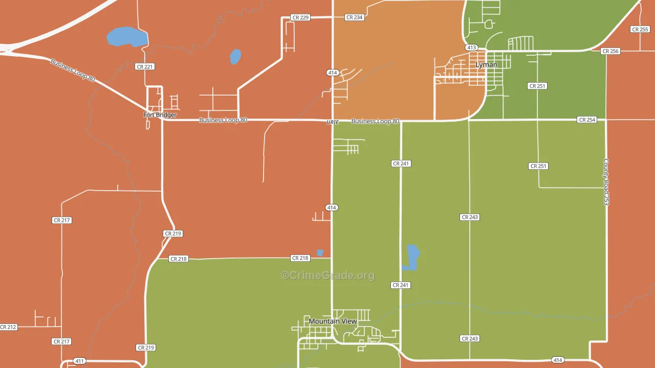 Urie, WY Map of Theft Rates