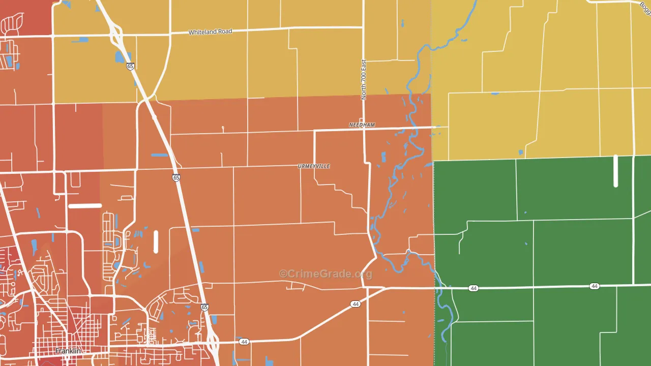 Urmeyville, IN Map of Theft Rates