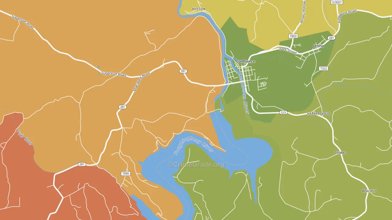Ursina Junction, PA Map of Theft Rates