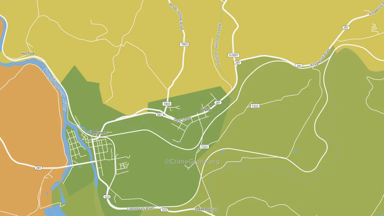 Ursina, PA Map of Theft Rates