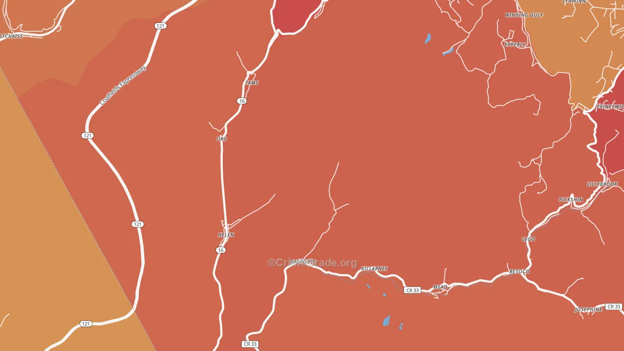 Ury, WV Map of Theft Rates