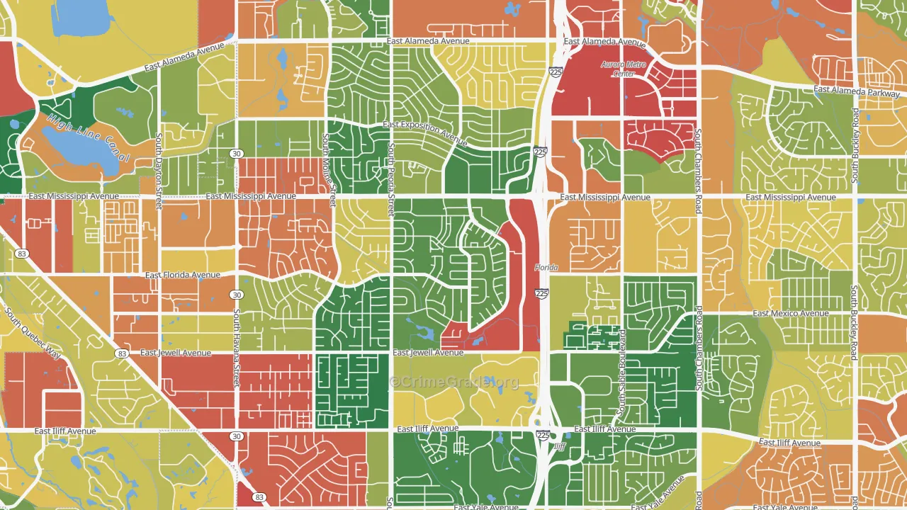Utah Park, Aurora, CO Map of Theft Rates