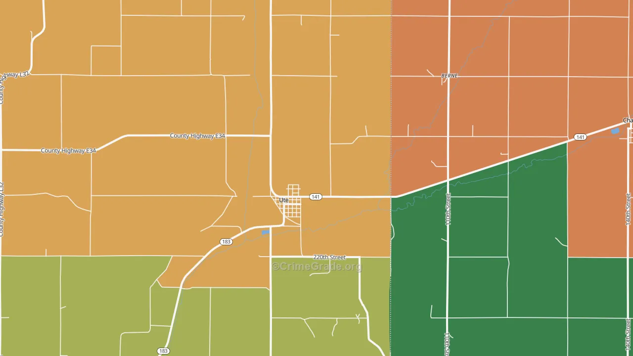 Ute, IA Map of Theft Rates
