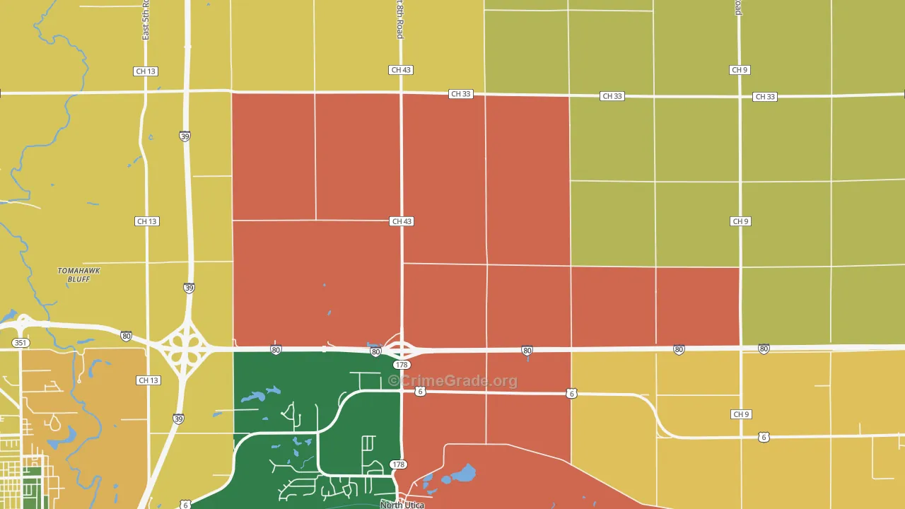 Utica, IL Map of Theft Rates