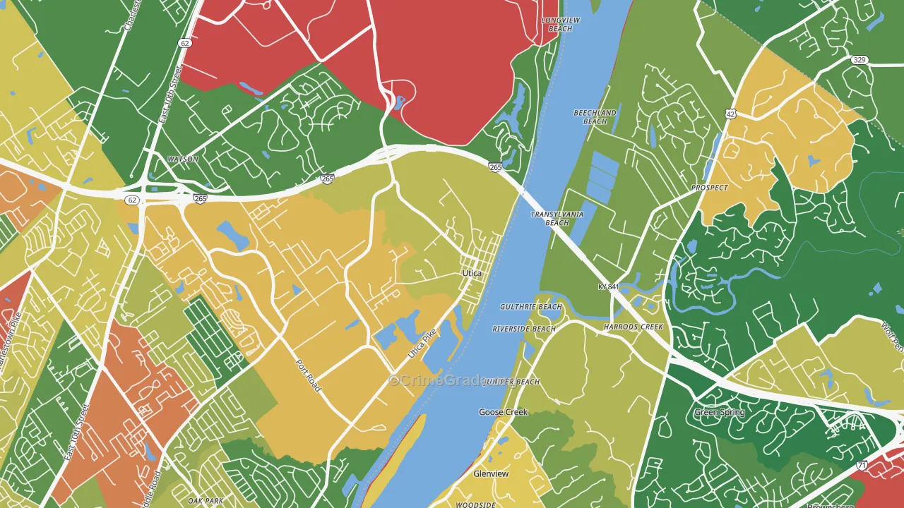 Utica, IN Map of Theft Rates