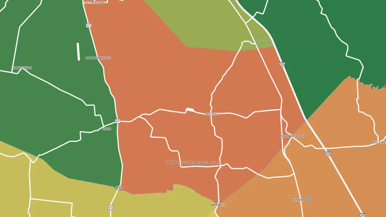 Utica, KY Map of Theft Rates
