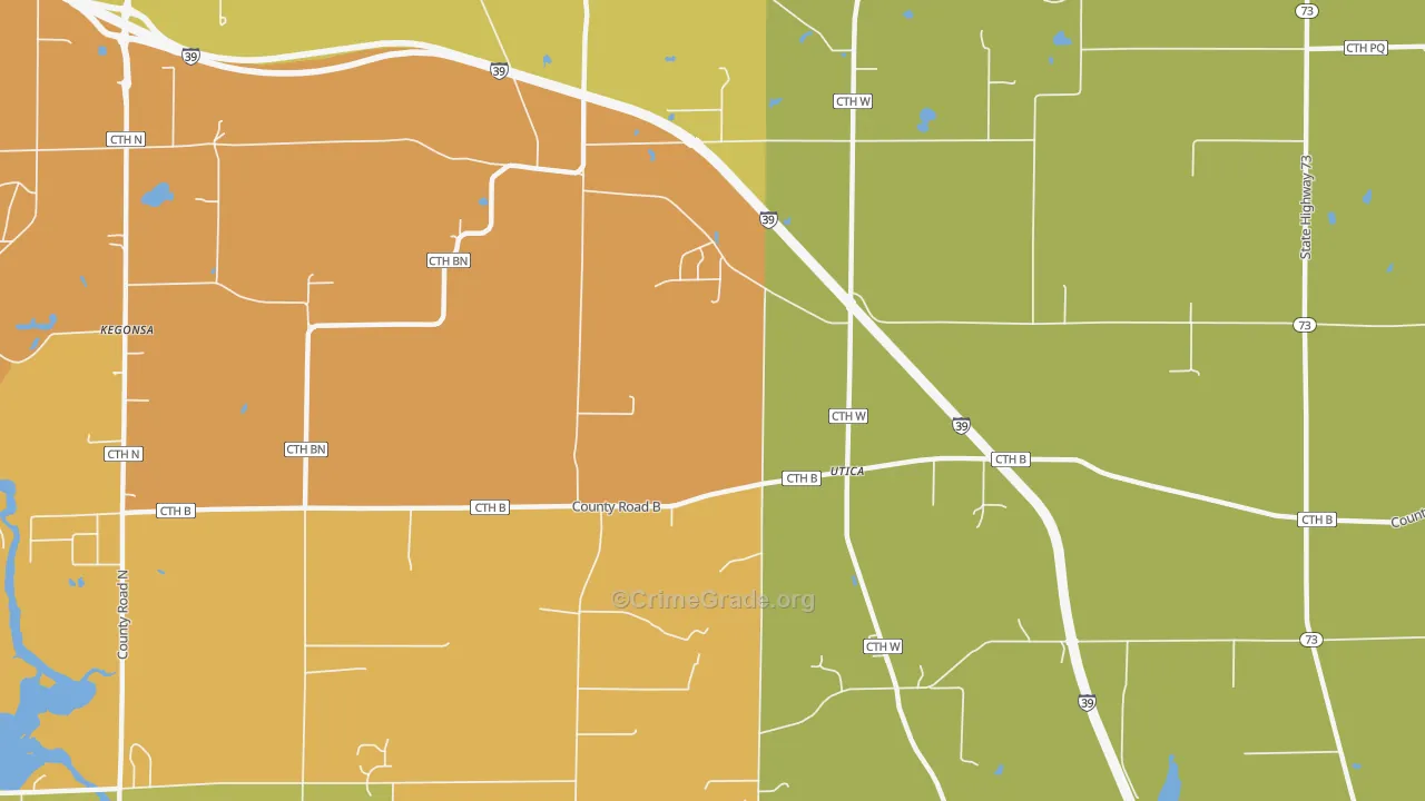 Utica, WI Map of Theft Rates