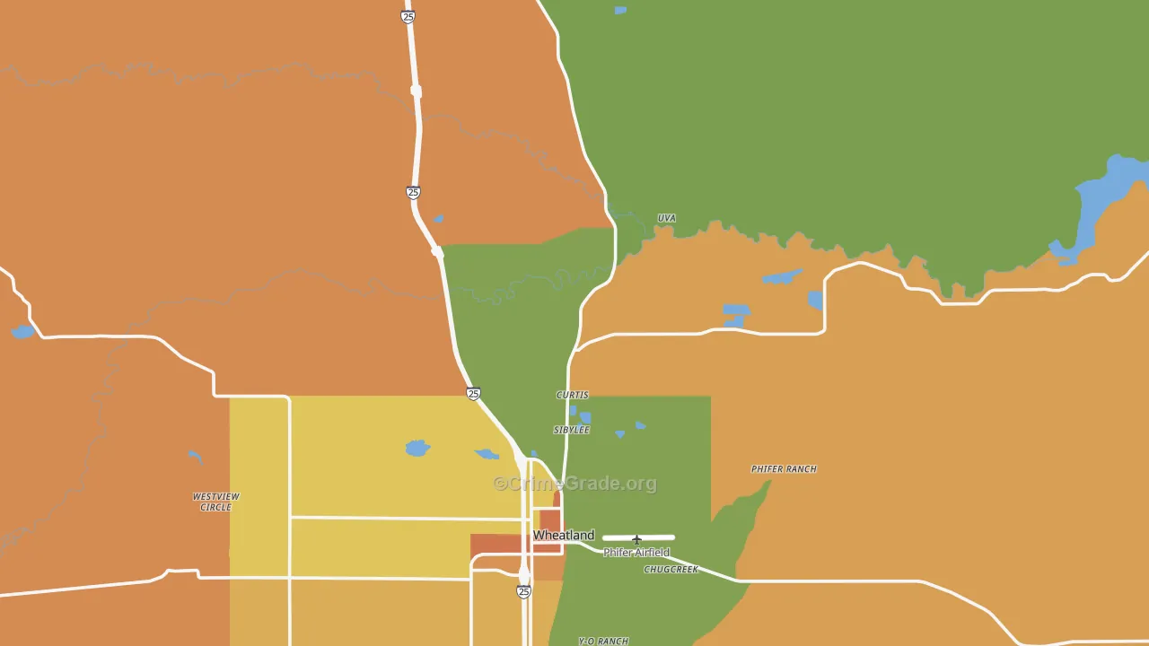 Uva, WY Map of Theft Rates