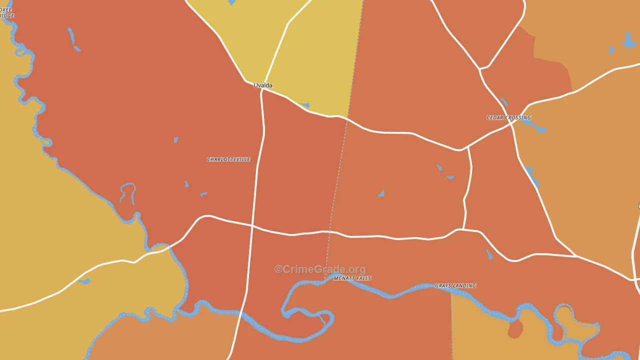Uvalda, GA Map of Theft Rates