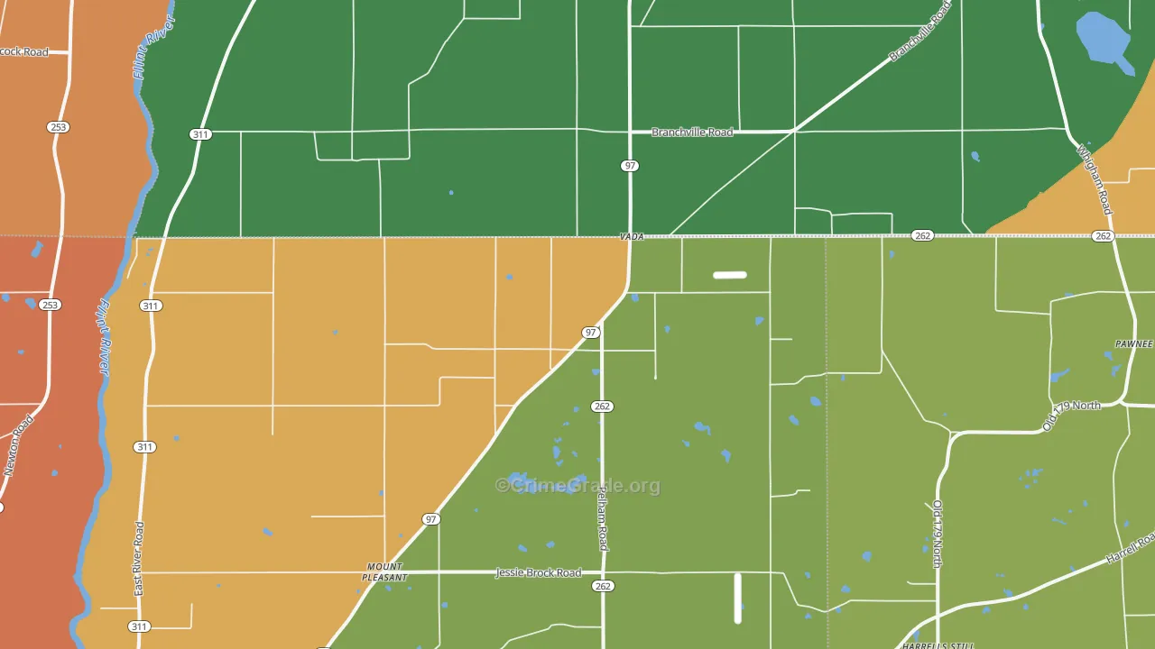 Vada, GA Map of Theft Rates