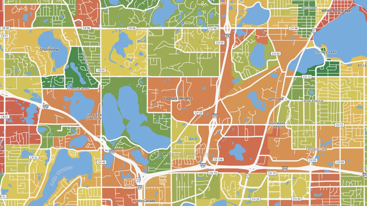 Vadnais Heights, MN Map of Theft Rates