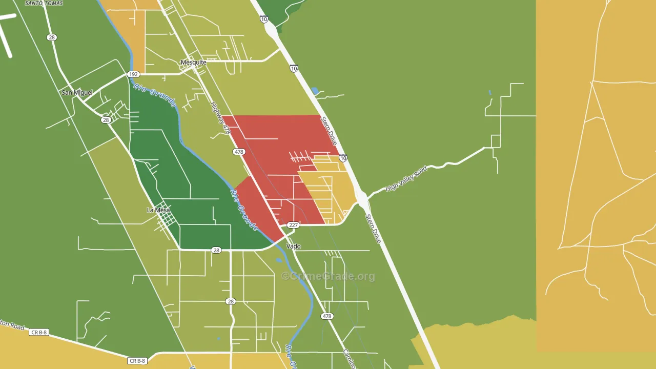 Vado, NM Map of Theft Rates