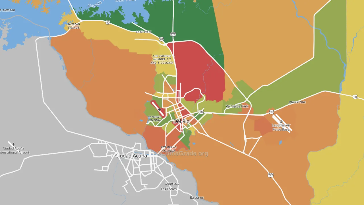 Val Verde County, TX Map of Theft Rates