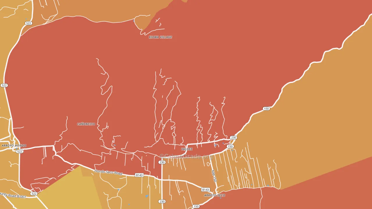 Valdez, NM Map of Theft Rates