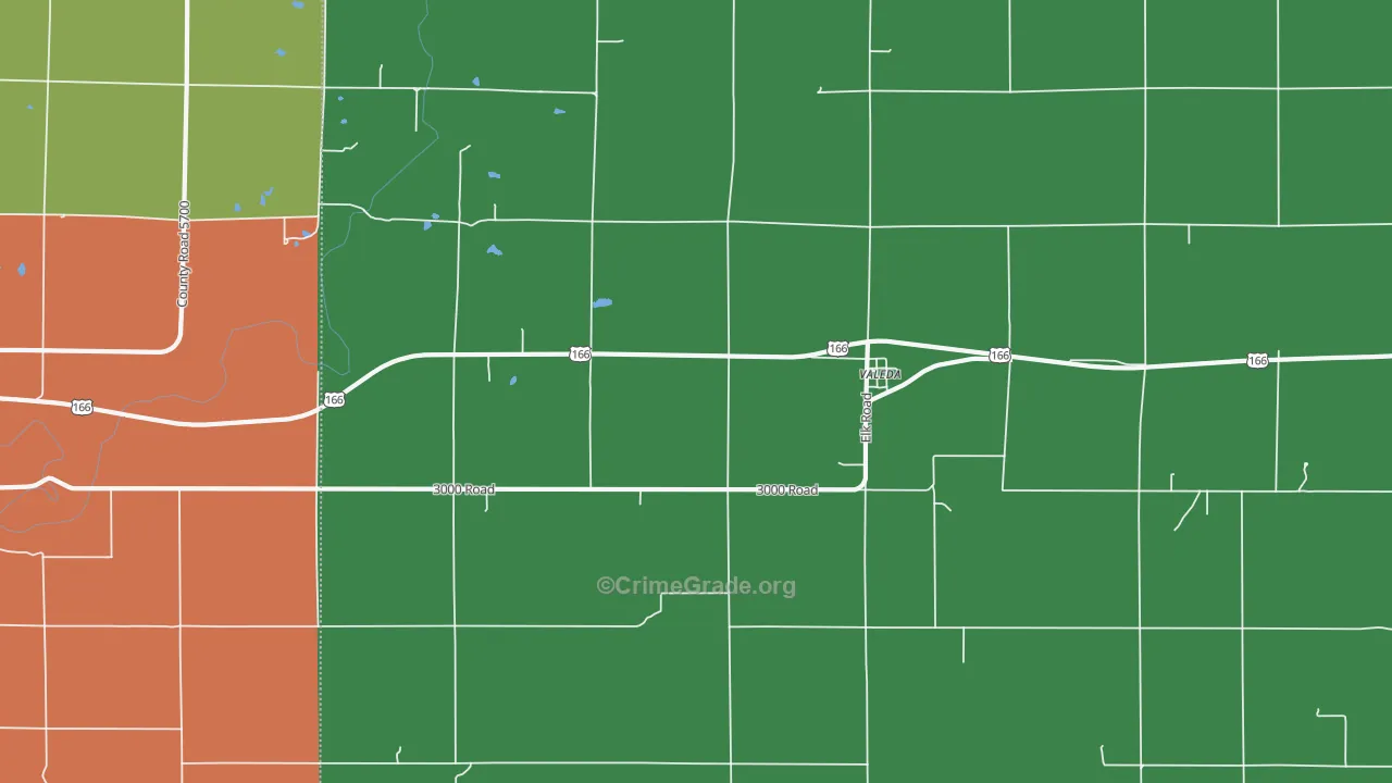Valeda, KS Map of Theft Rates
