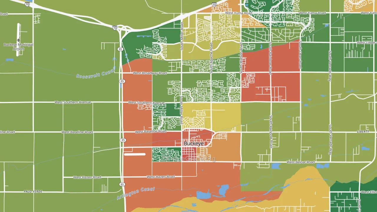 Valencia, Buckeye, AZ Map of Theft Rates