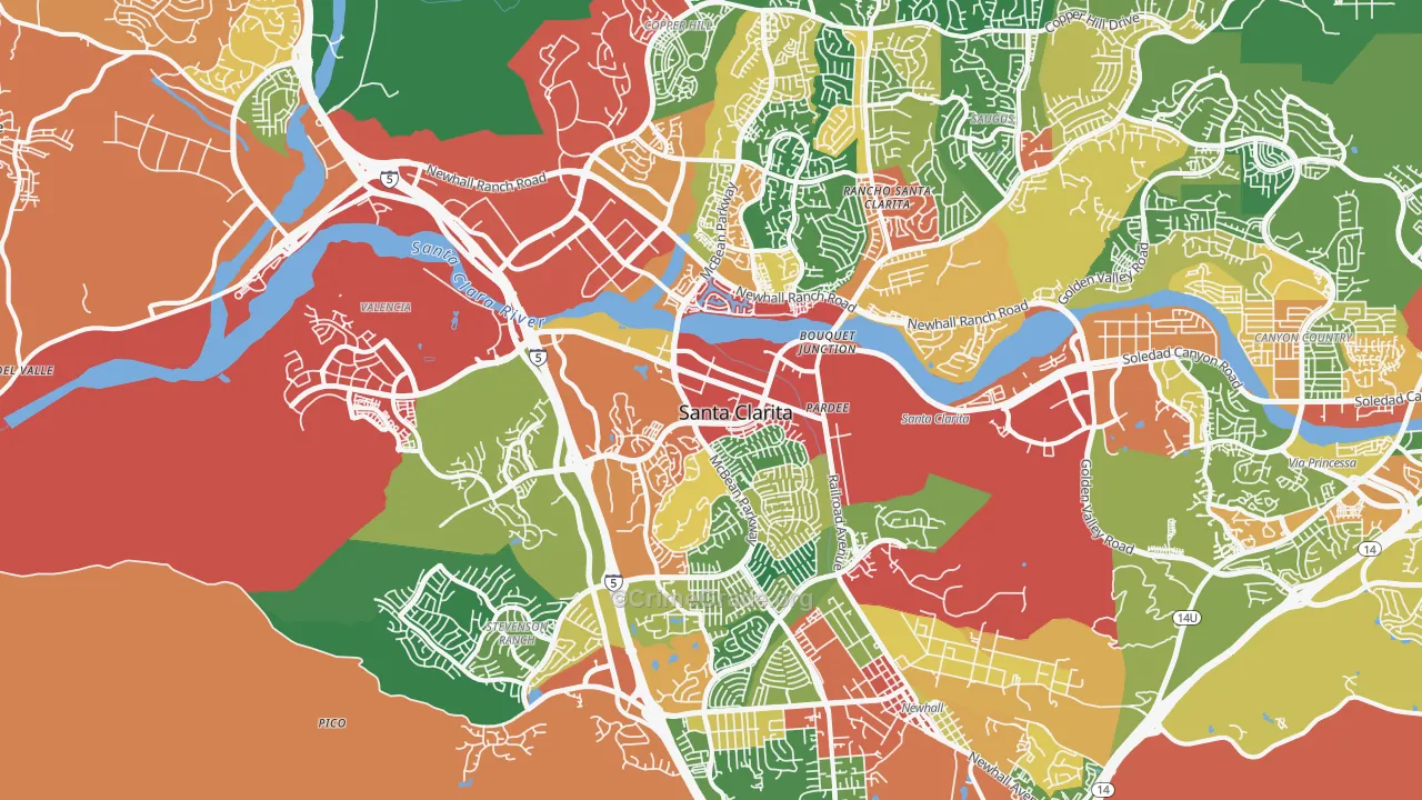 Valencia, CA Map of Theft Rates
