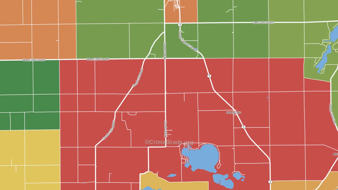 Valentine, IN Map of Theft Rates
