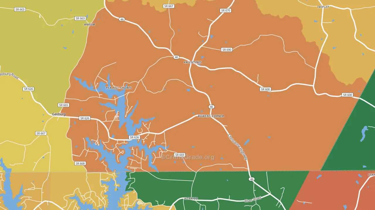 Valentines, VA Map of Theft Rates