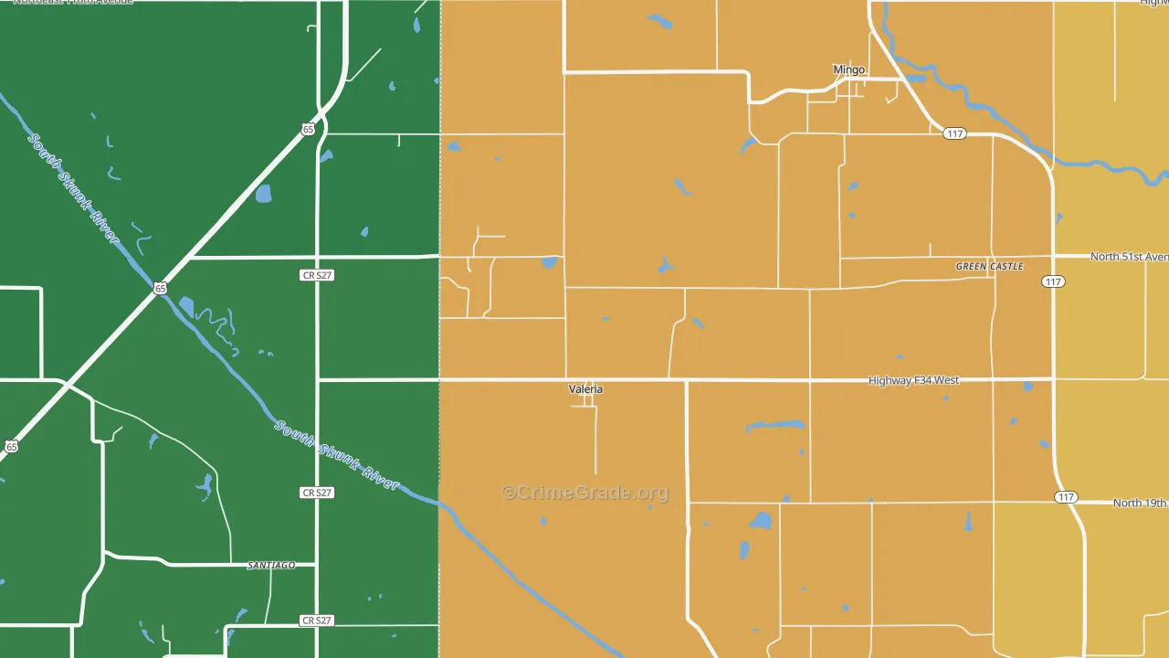 Valeria, IA Map of Theft Rates