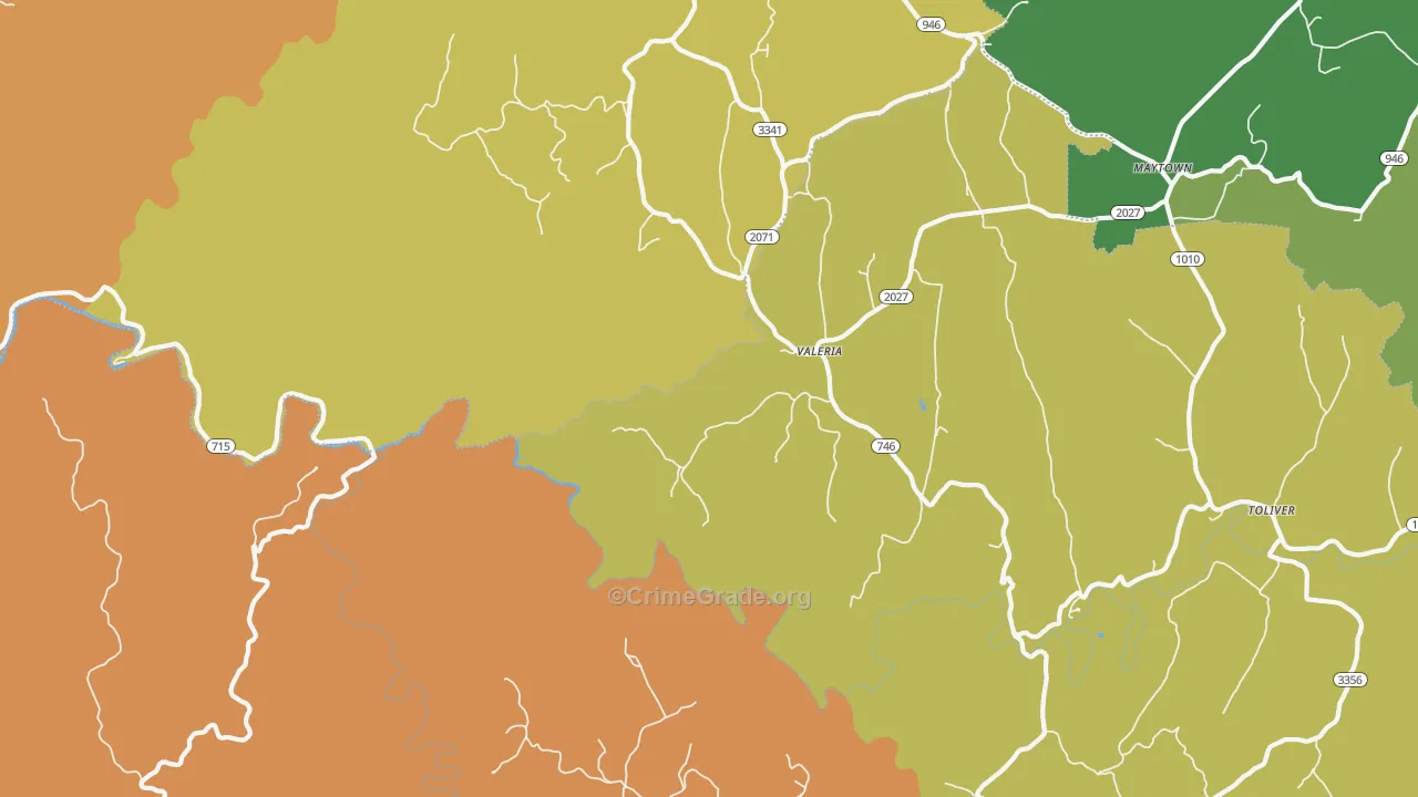 Valeria, KY Map of Theft Rates
