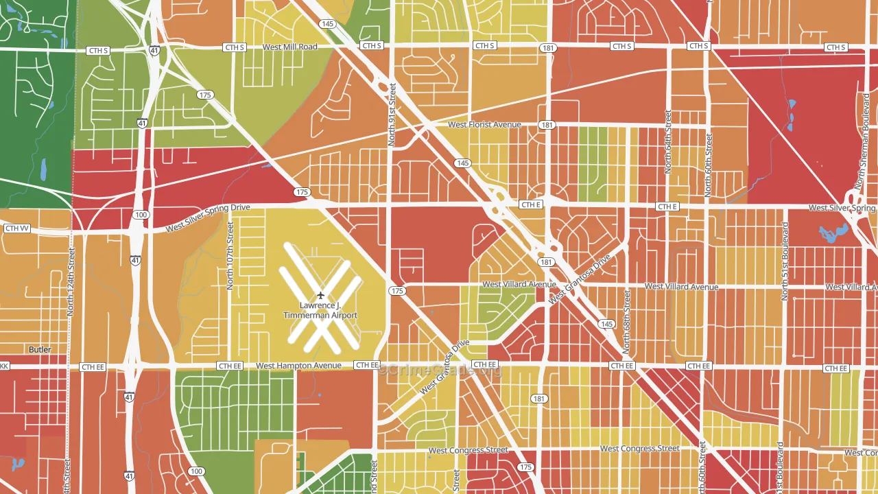 Valhalla, Milwaukee, WI Map of Theft Rates