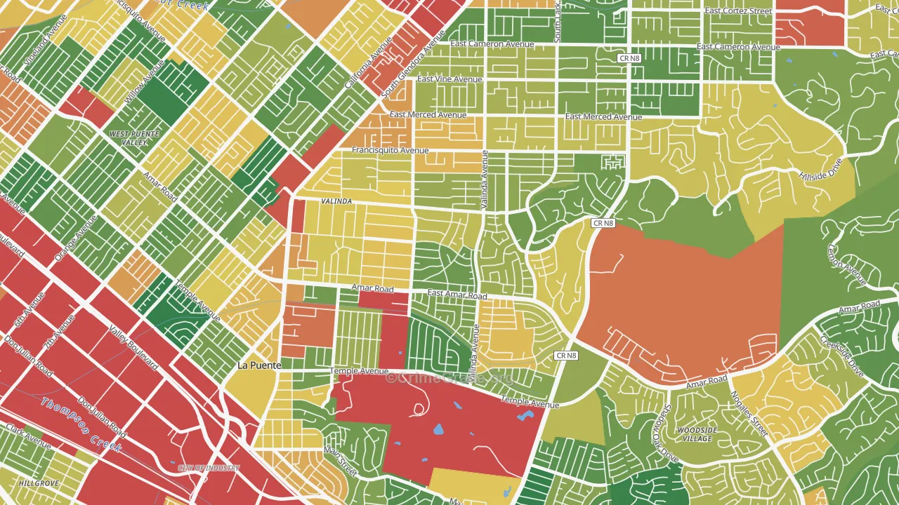 Valinda, CA Map of Theft Rates