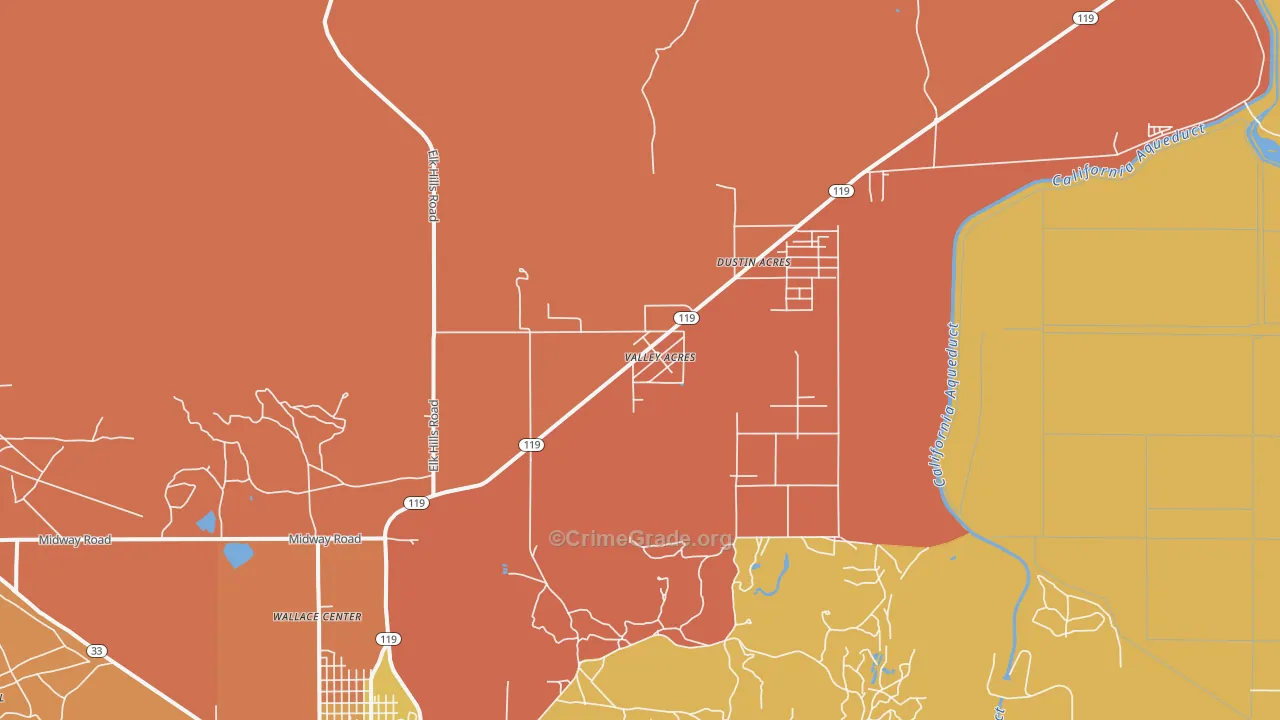 Valley Acres, CA Map of Theft Rates