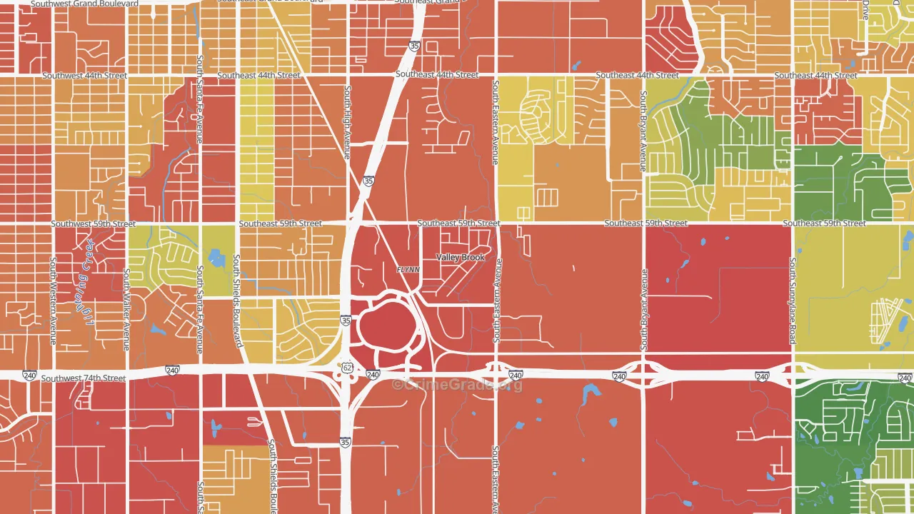 Valley Brook, OK Map of Theft Rates