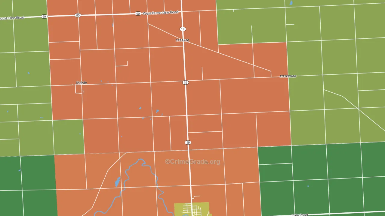 Valley Center, MI Map of Theft Rates