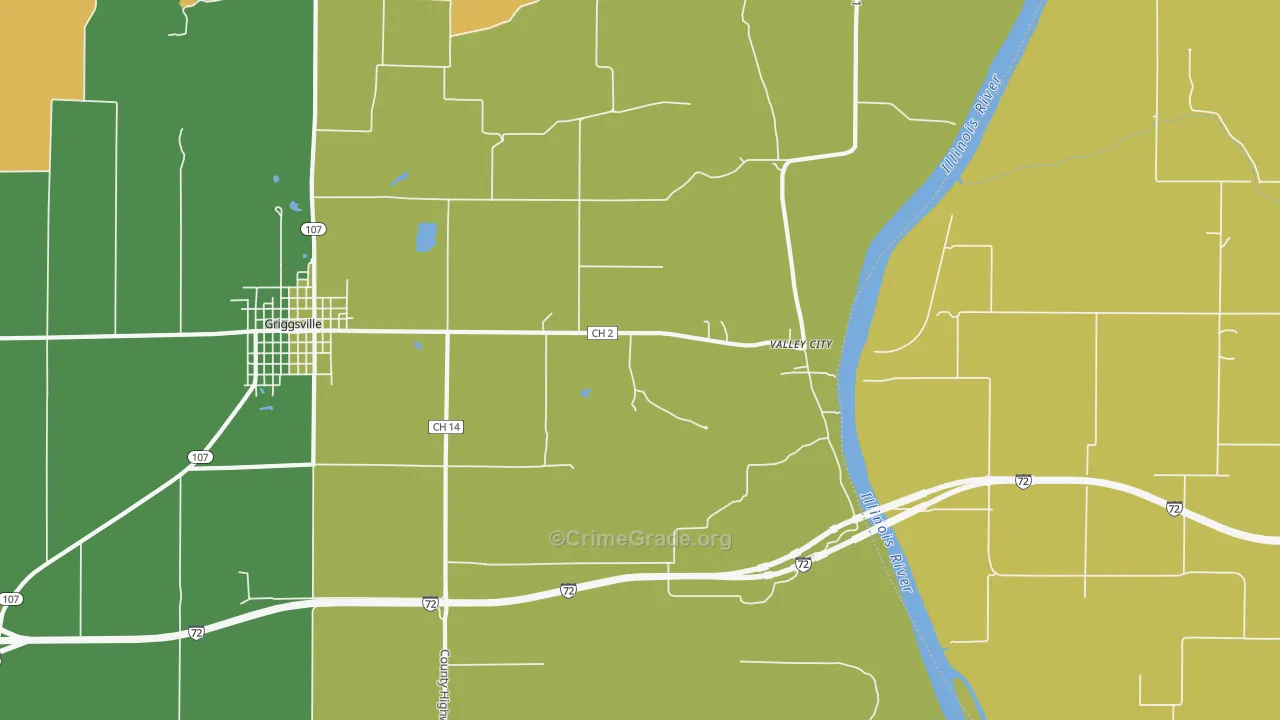 Valley City, IL Map of Theft Rates