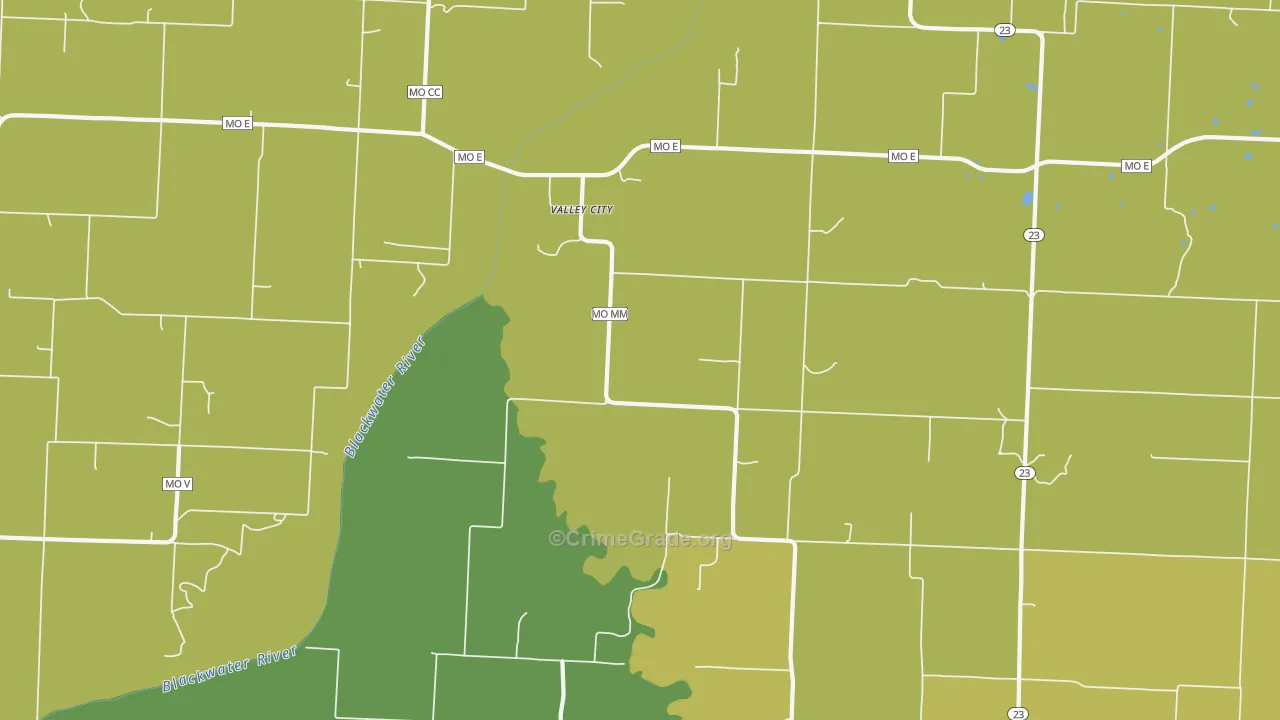 Valley City, MO Map of Theft Rates