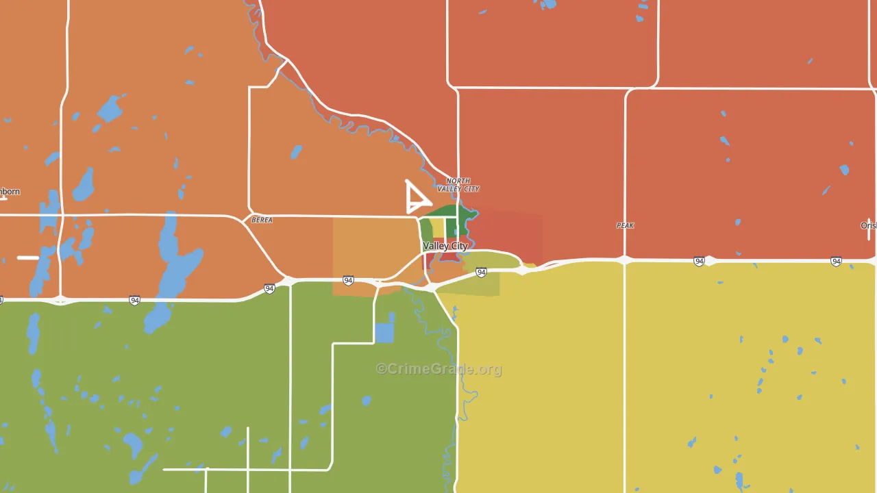Valley City, ND Map of Theft Rates