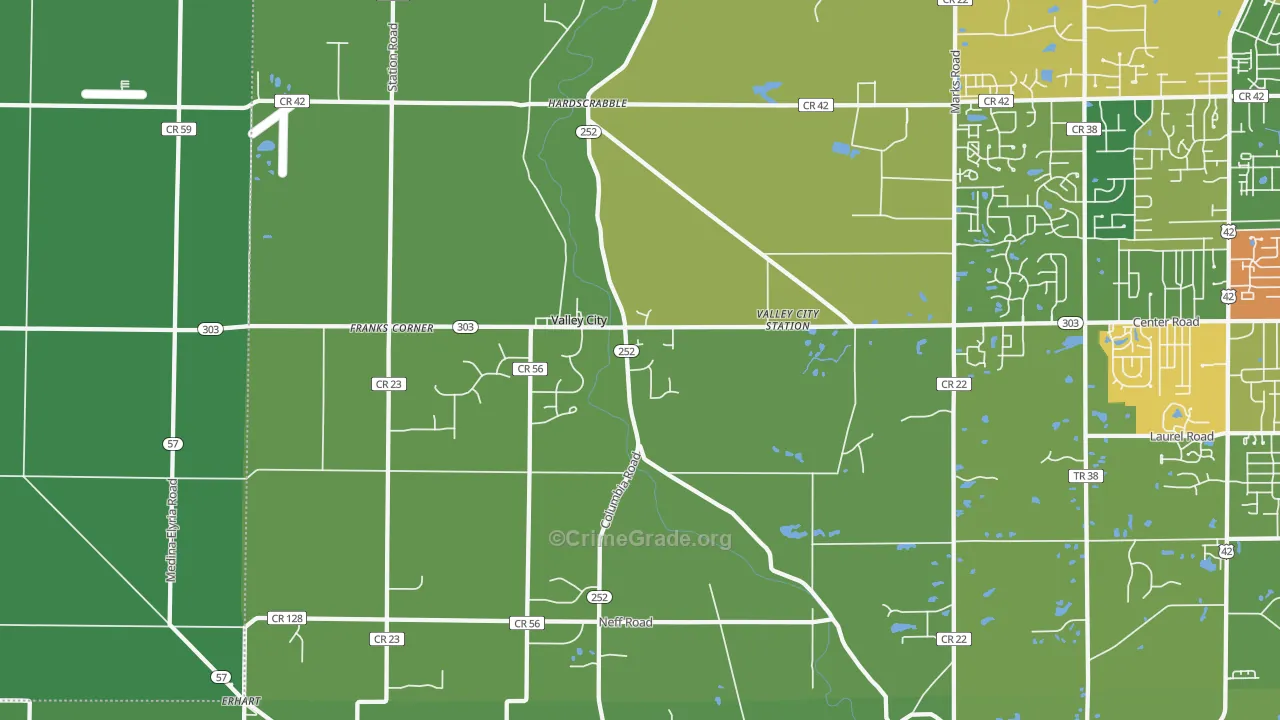 Valley City, OH Map of Theft Rates