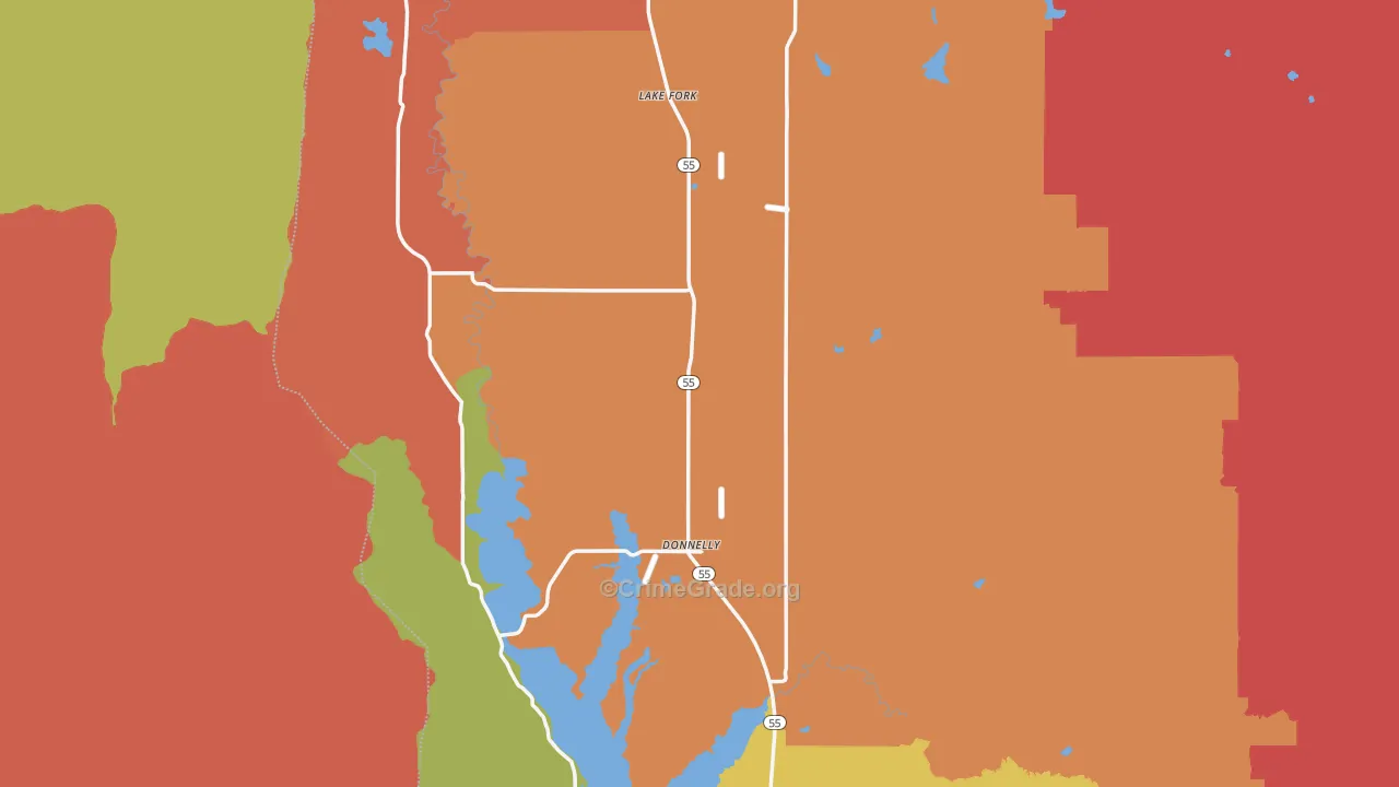 Valley County, ID Map of Theft Rates