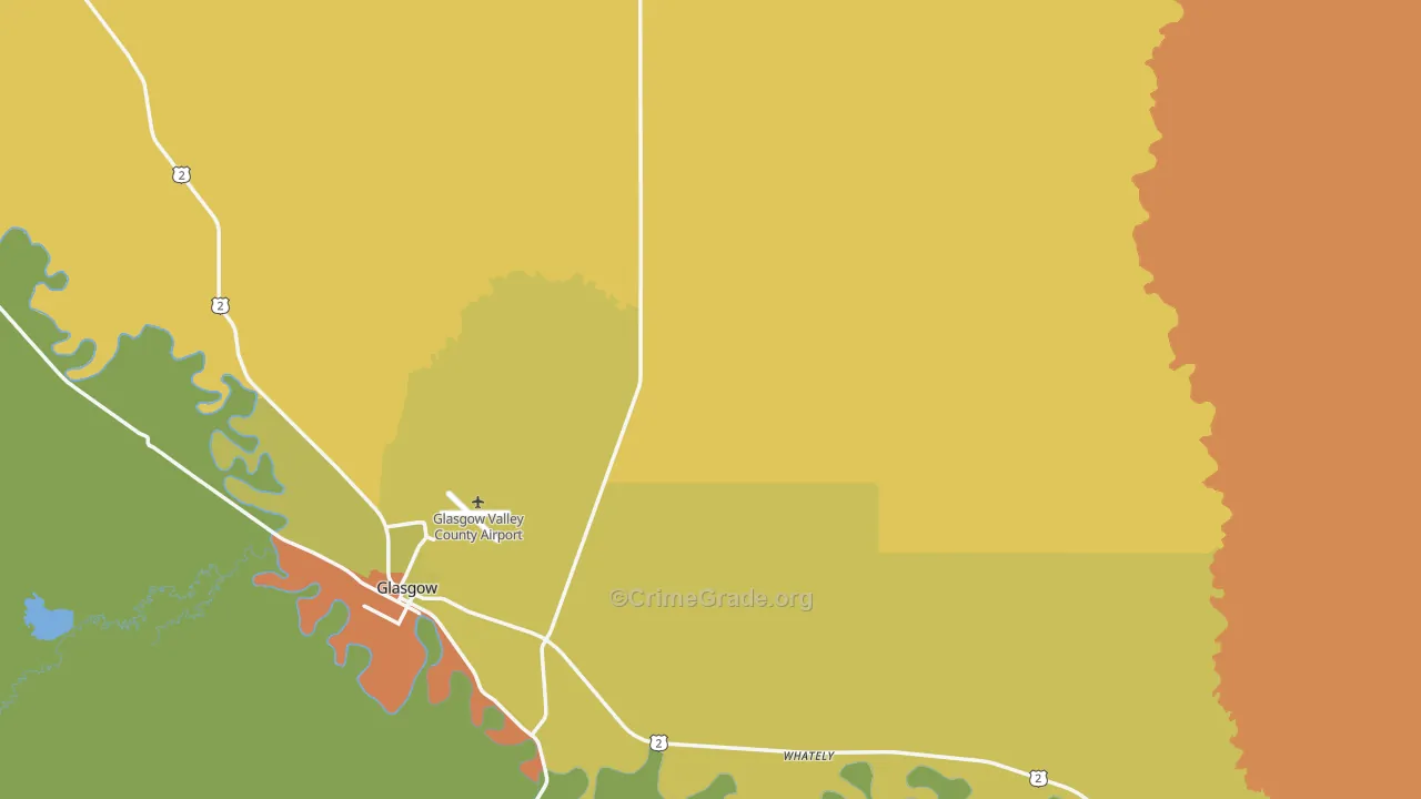 Valley County, MT Map of Theft Rates