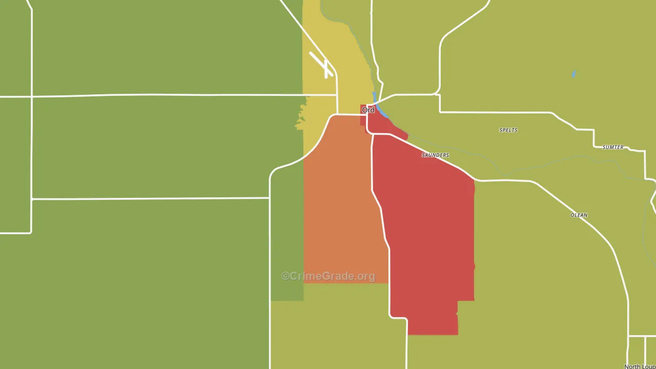 Valley County, NE Map of Theft Rates