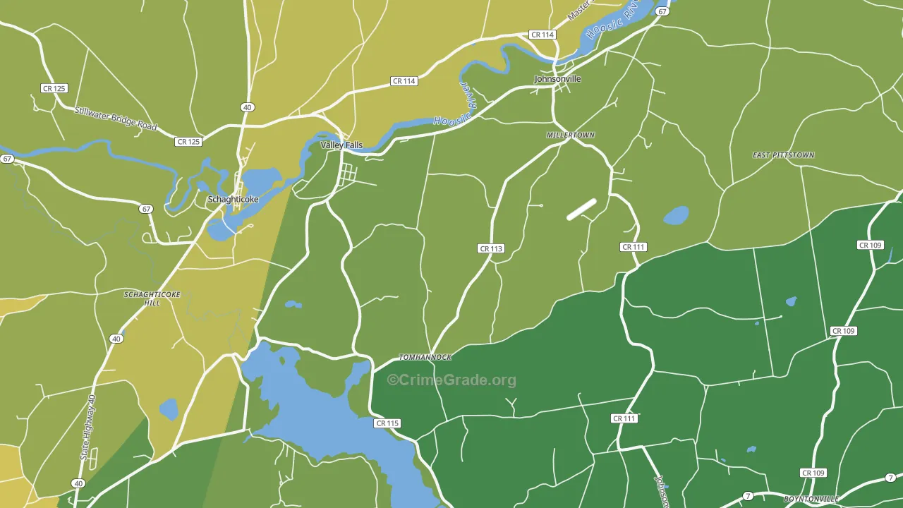 Valley Falls, NY Map of Theft Rates