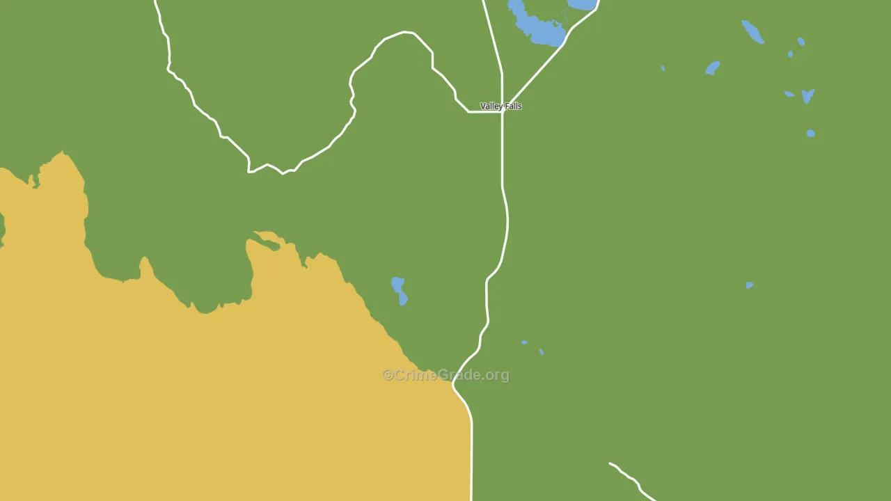 Valley Falls, OR Map of Theft Rates