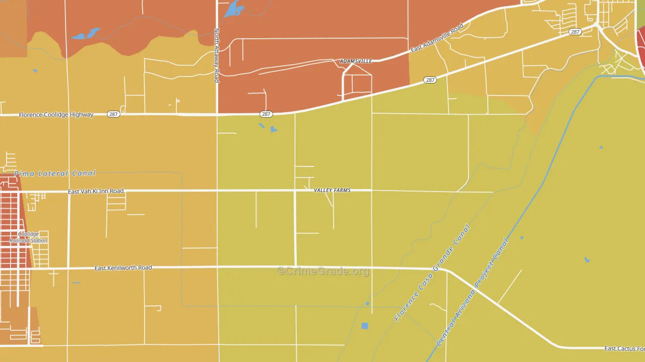Valley Farms, AZ Map of Theft Rates