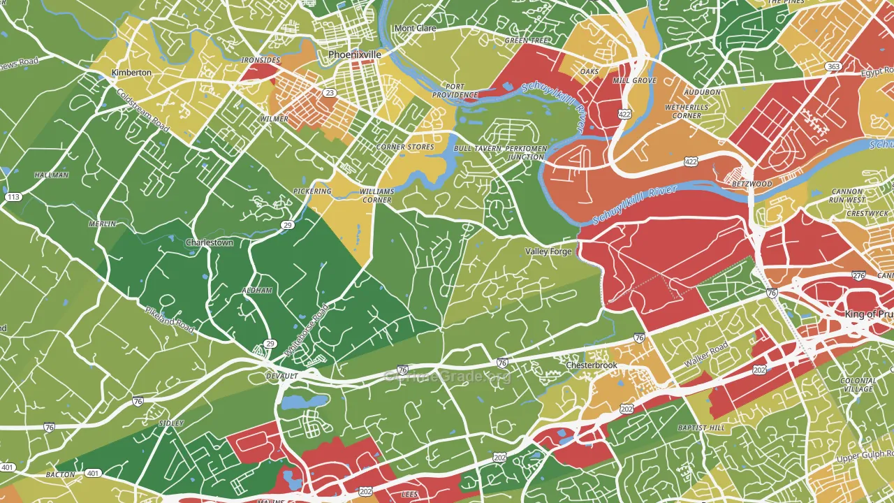 Valley Forge, PA Map of Theft Rates