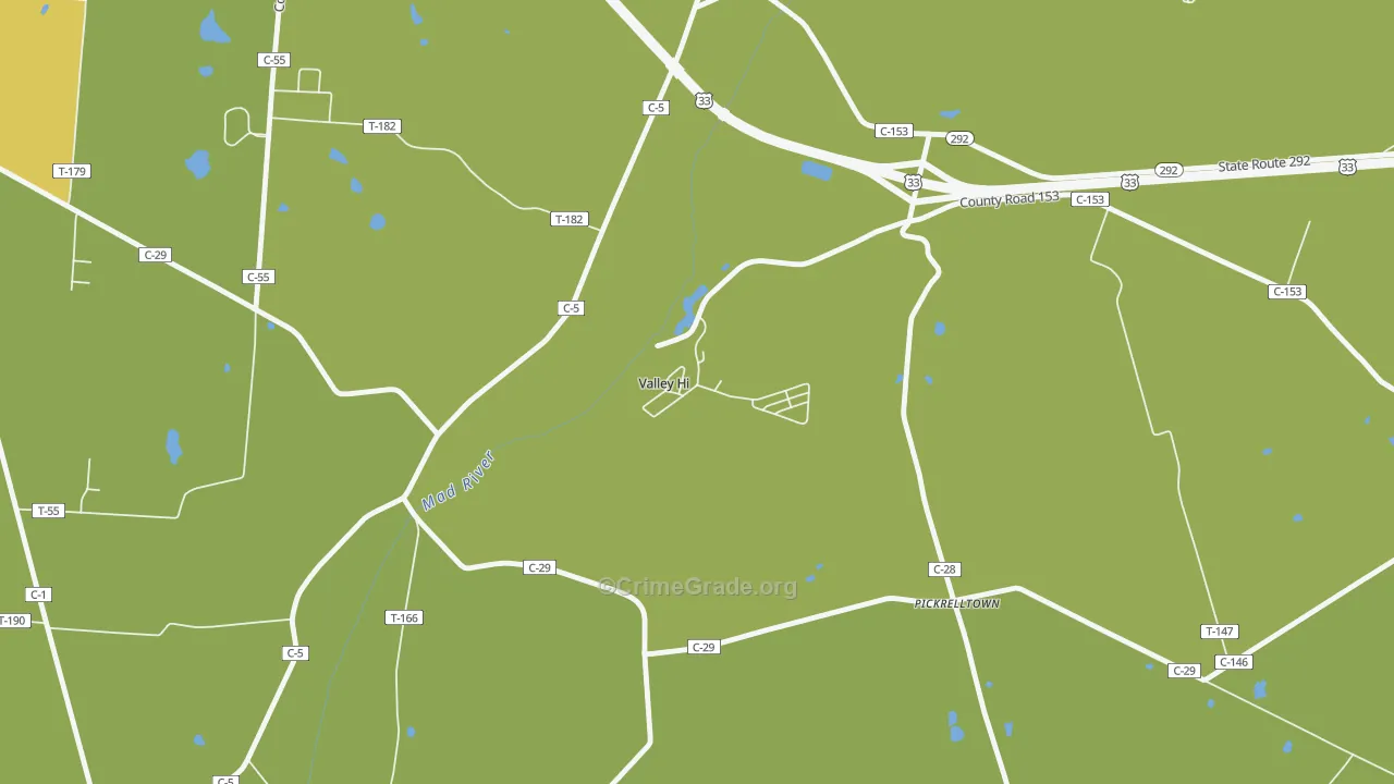 Valley-Hi, OH Map of Theft Rates