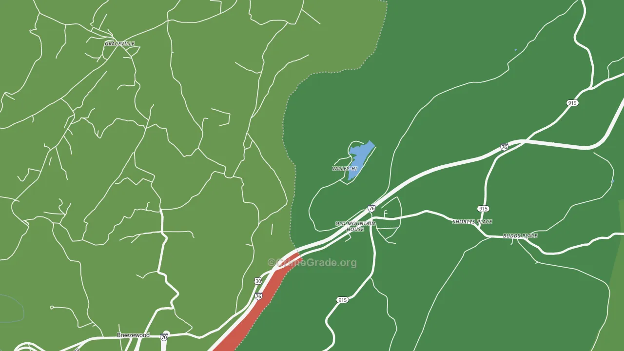Valley-Hi, PA Map of Theft Rates