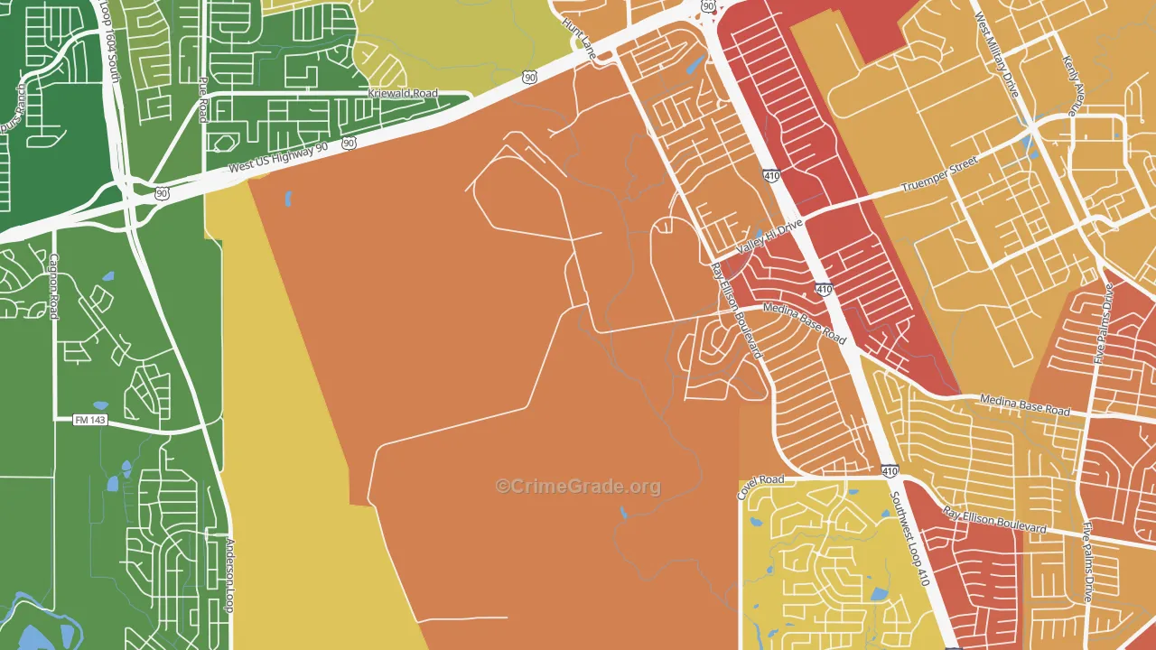 Valley-Hi, TX Map of Theft Rates