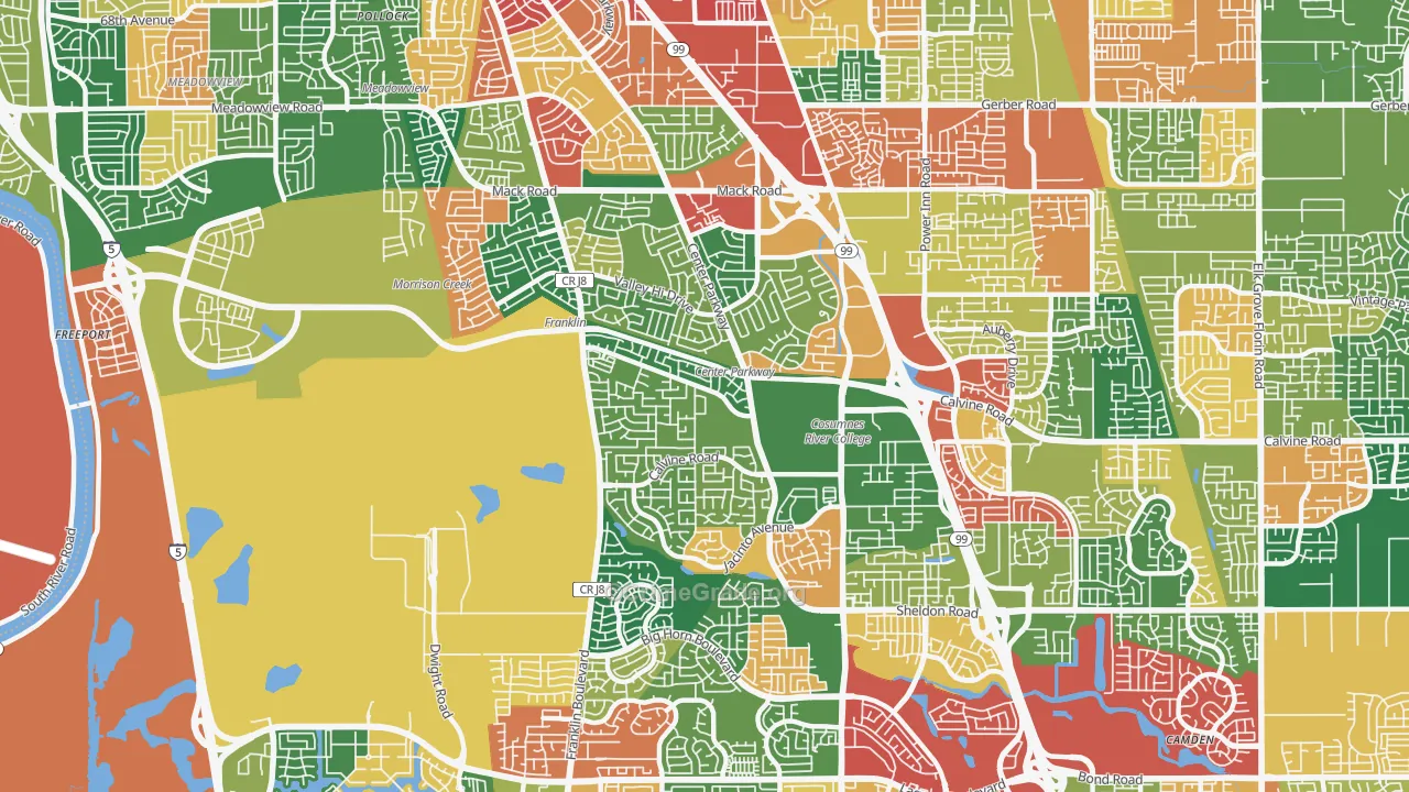 Valley High-North Laguna, Sacramento, CA Map of Theft Rates