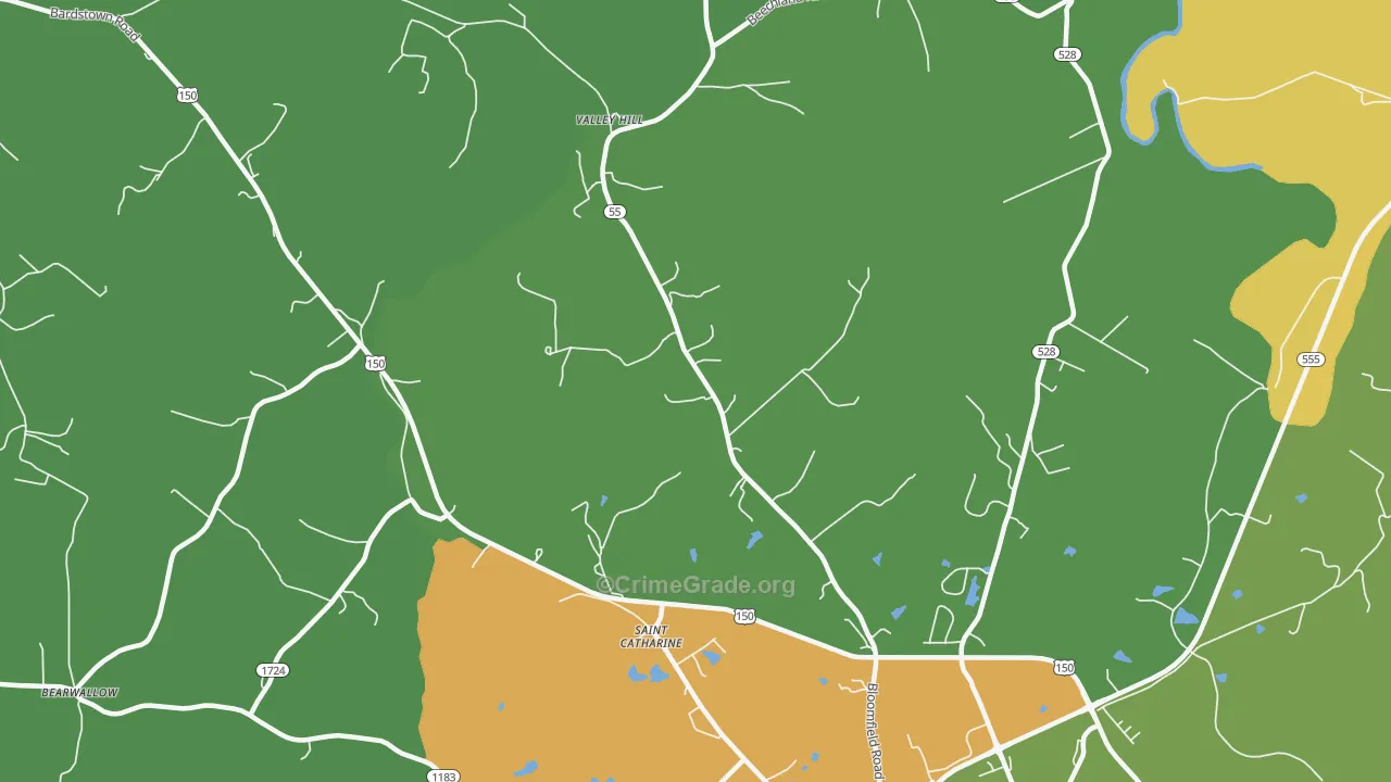 Valley Hill, KY Map of Theft Rates