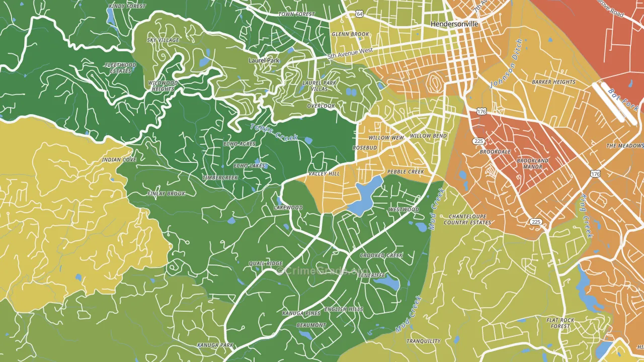 Valley Hill, NC Map of Theft Rates