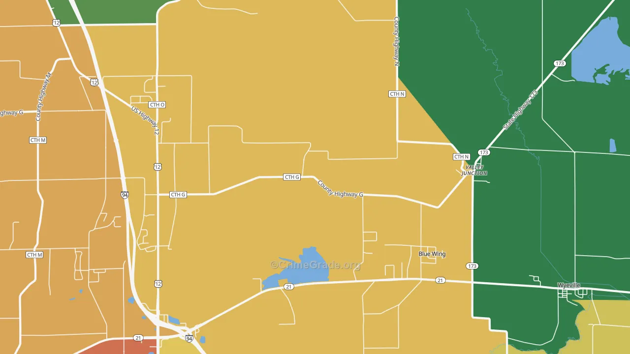 Valley Junction, WI Map of Theft Rates