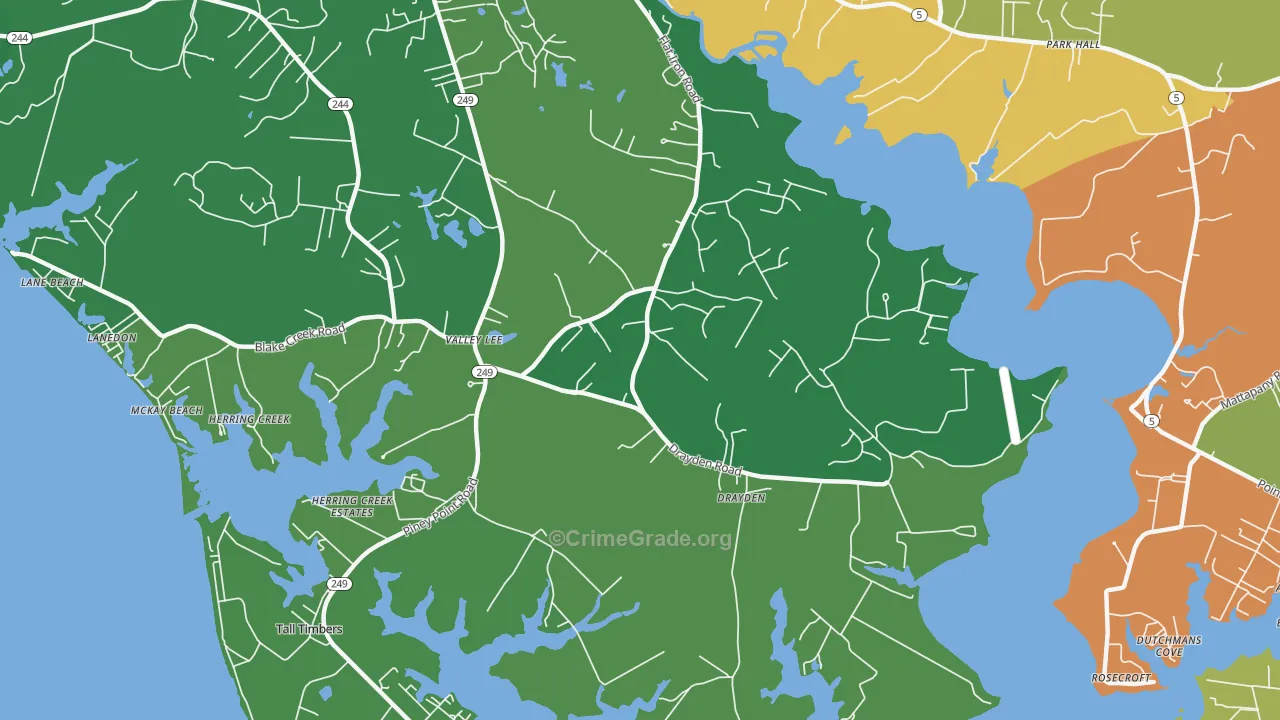 Valley Lee, MD Map of Theft Rates
